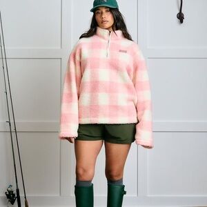 Cozy Pink and Cream Plaid Teddy Jacket